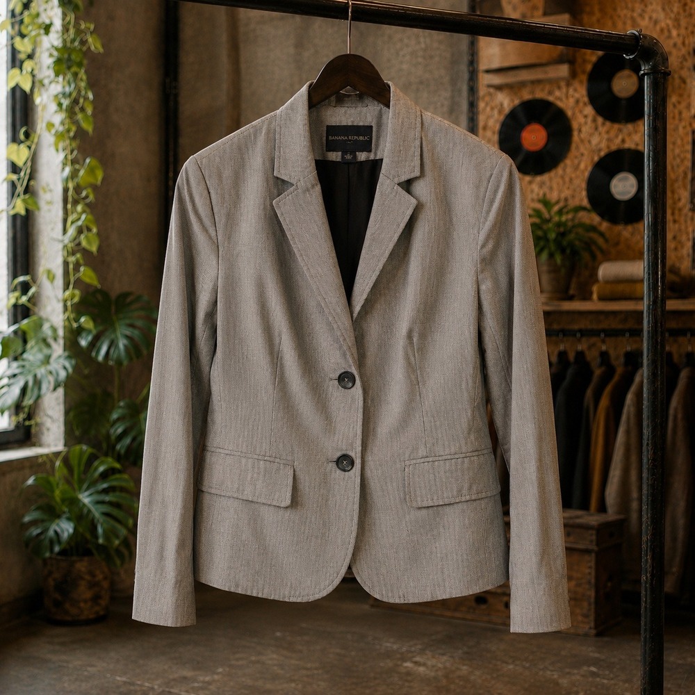 Womens Banana‎ Republic Classic Fit s2 Gray Blazer Two Button